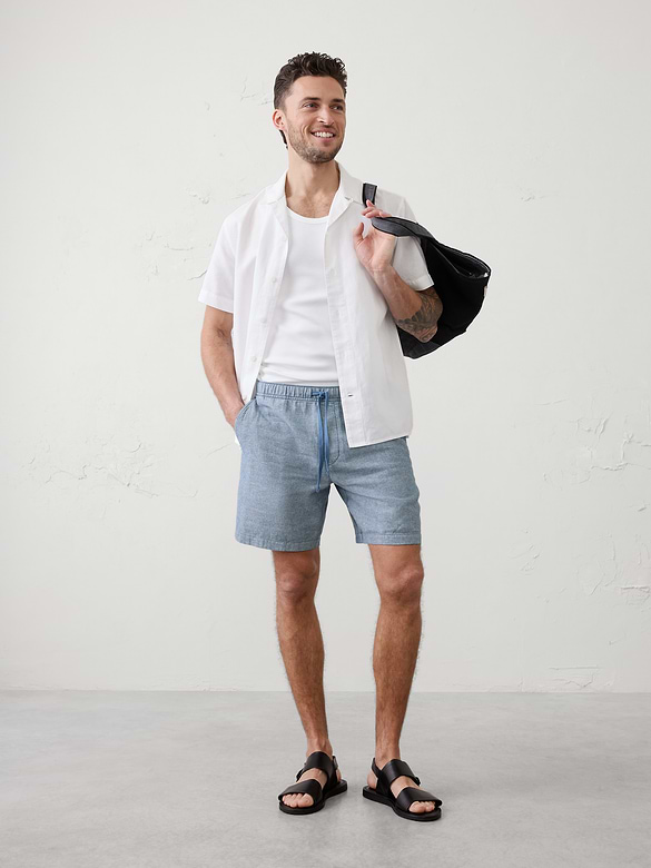 Standard-Fit 7" Linen-Blend Deck Short