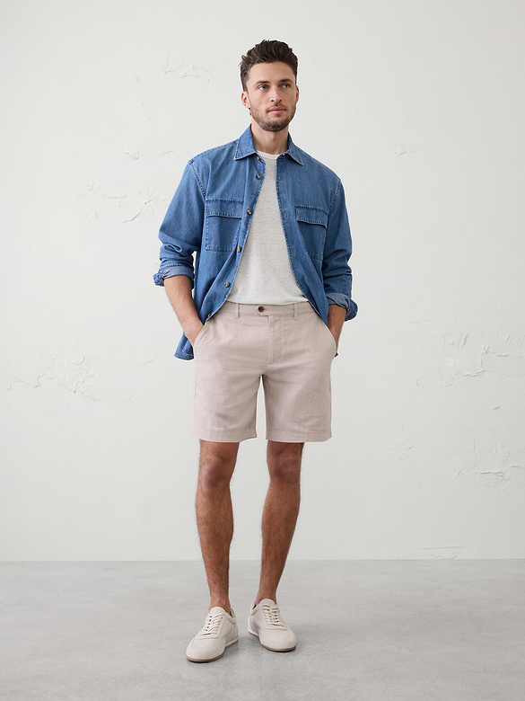 Standard-Fit 7" Linen-Blend Short