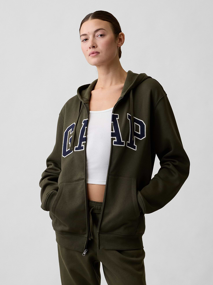 Image 4 of 7, Adult Relaxed Gap Logo Zip Hoodie