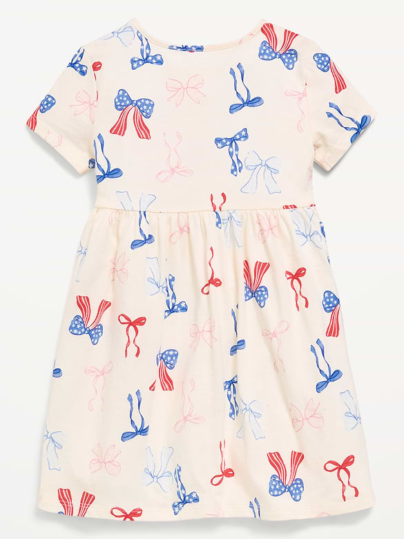 Printed Short-Sleeve Jersey-Knit Dress for Toddler Girls