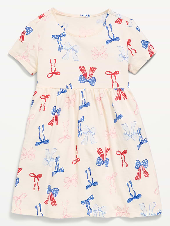 Printed Short-Sleeve Jersey-Knit Dress for Toddler Girls