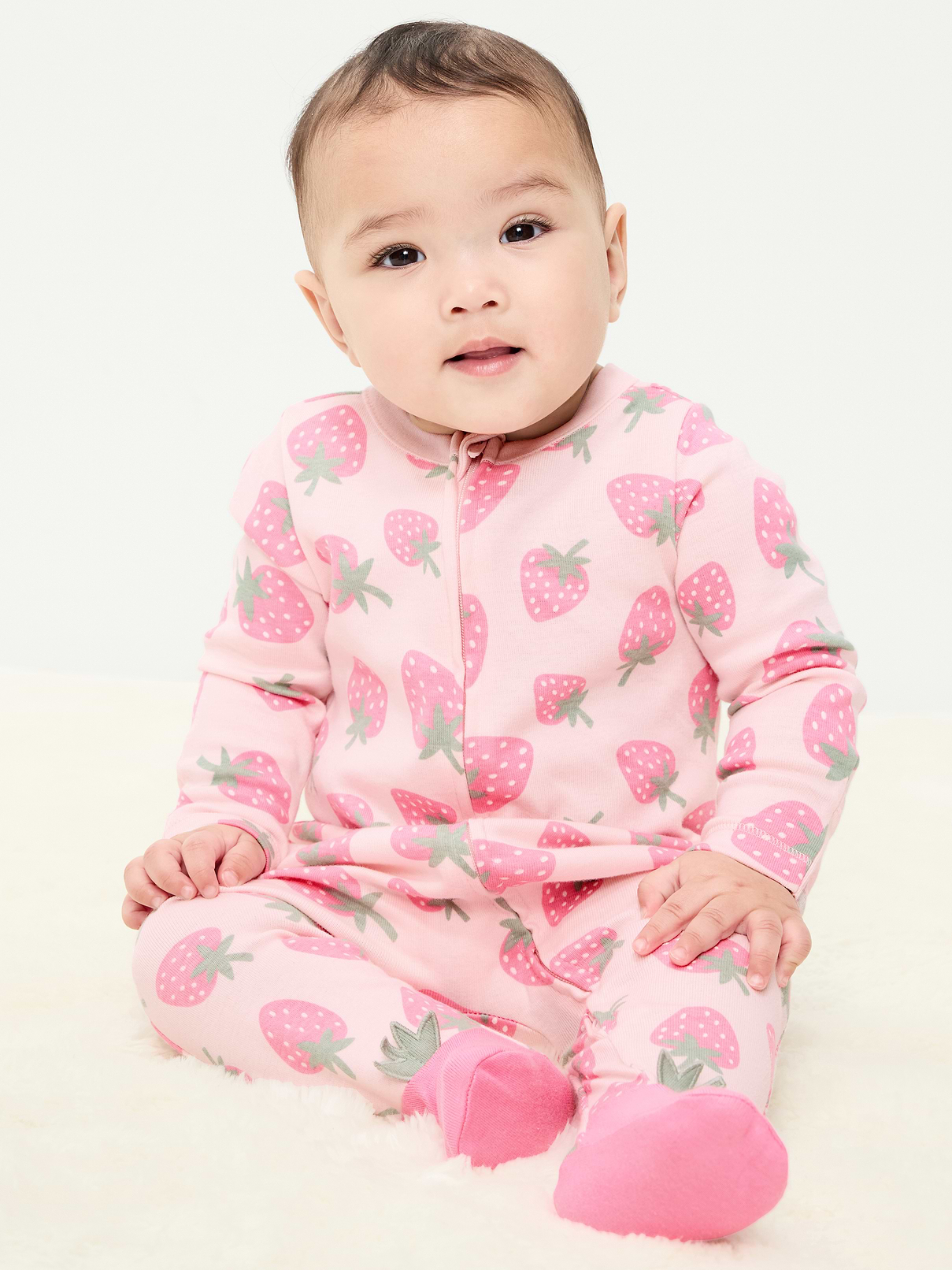 Image 1 of 5, crew neck, long sleeves, full-length reversible zipper, fold-over mittens at each sleeve, sewn-in feet, all-over print, Product #884758