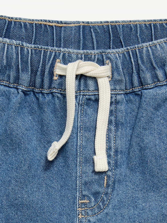 Above Knee Super Baggy Pull-On Jean Shorts for Boys