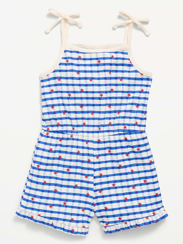 Barboteuse côtelée sans manches à motif avec boucle à nouer pour toute-petite