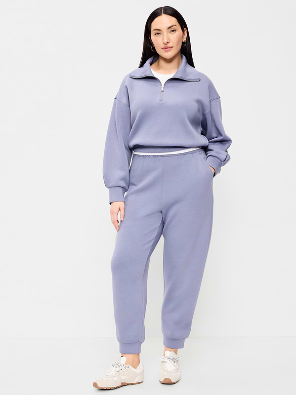 Pantalon de jogging en molleton raffiné à taille haute