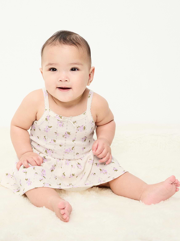 Printed Pointelle-Knit Bodysuit Dress for Baby