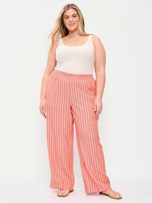 High-Waisted Linen-Blend Super Wide-Leg Pants