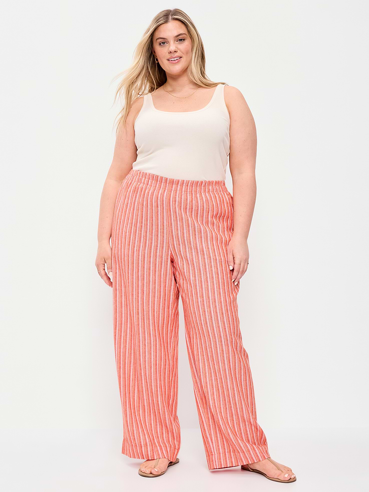 Image number 8 showing, High-Waisted Linen-Blend Super Wide-Leg Pants
