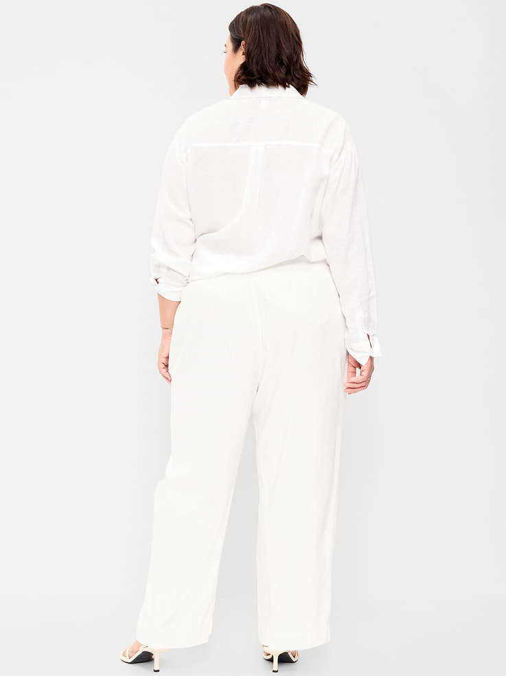 Image number 9 showing, High-Waisted Linen-Blend Straight Ankle Pants