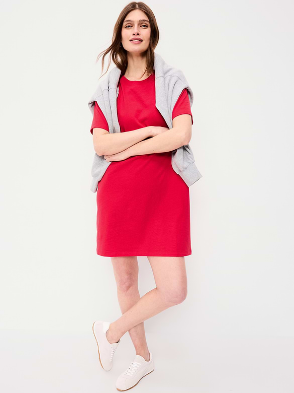 Vintage Crew-Neck Mini T-Shirt Dress