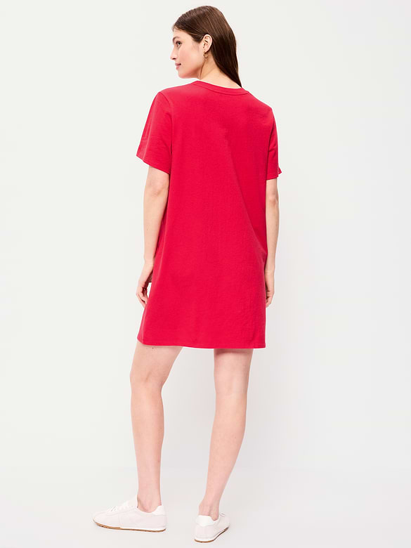 Vintage Crew-Neck Mini T-Shirt Dress