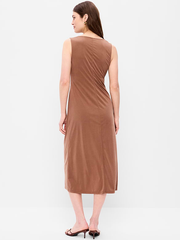 Sleeveless Draped Midi Dress