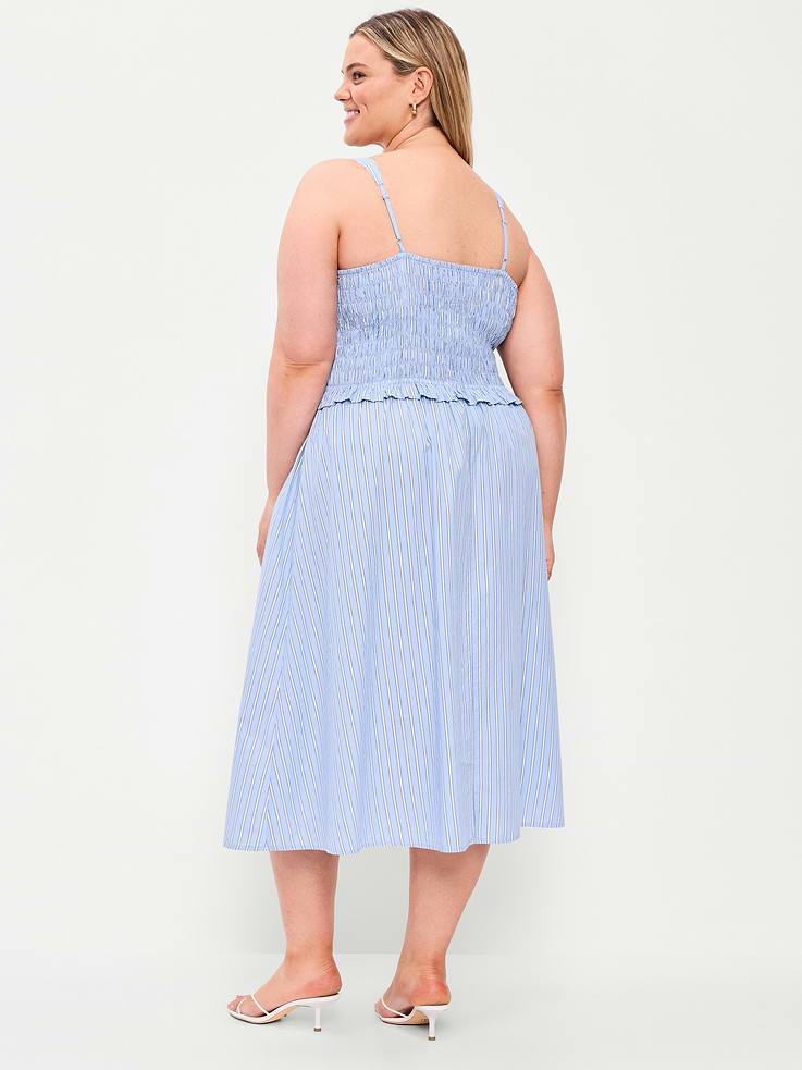 L'image numéro 8 présente Robe mi-longue ajustée et évasée à corsage smocké