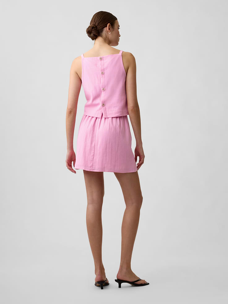 Image number 2 showing, Linen-Blend Pull-On Mini Skirt