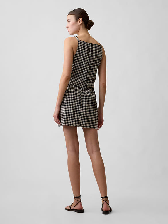 Linen-Blend Pull-On Mini Skirt