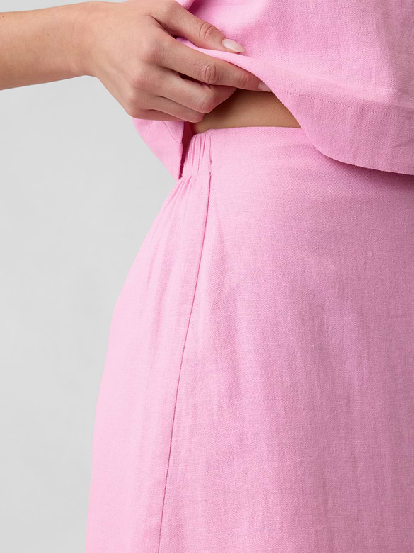 Linen-Blend Pull-On Mini Skirt
