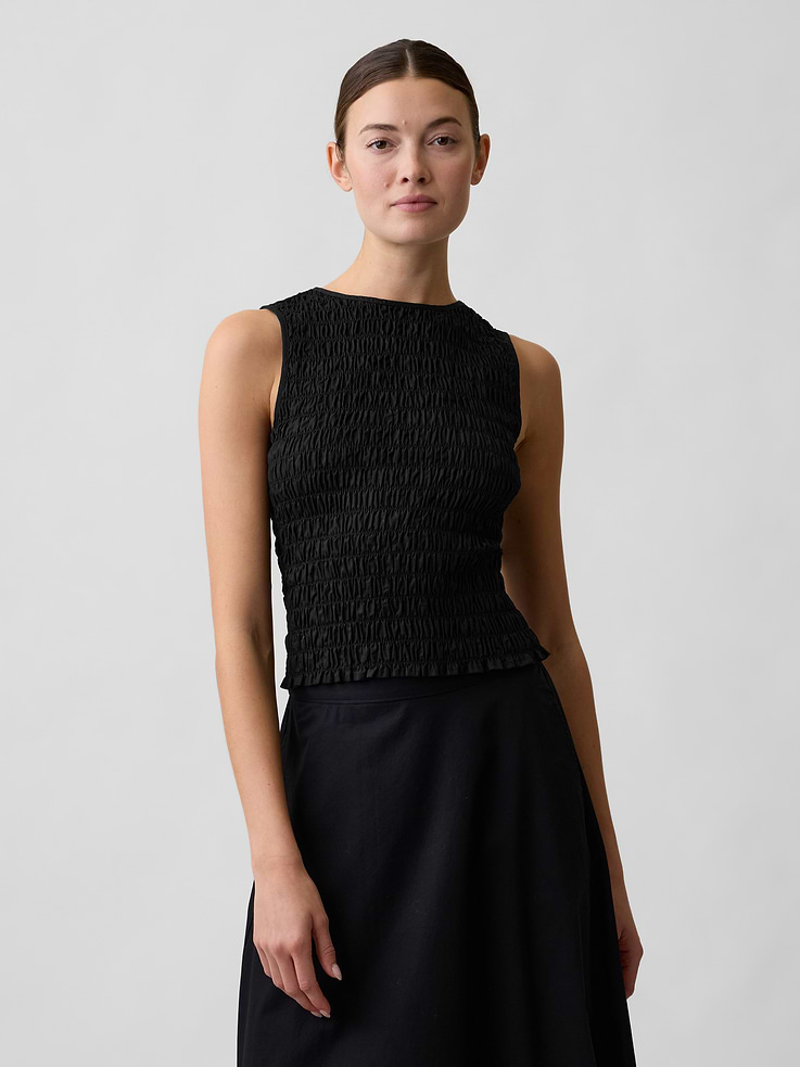 Image number 1 showing, Smocked Sleeveless Boatneck Top