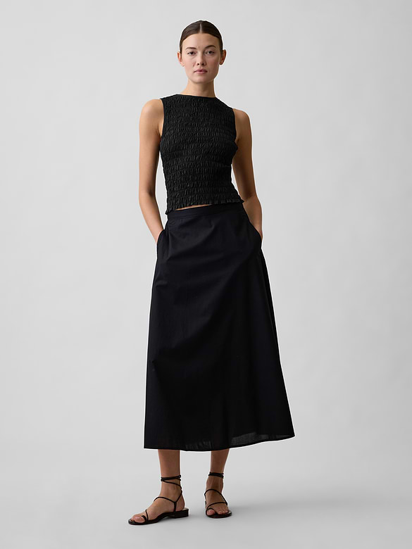 Smocked Sleeveless Boatneck Top
