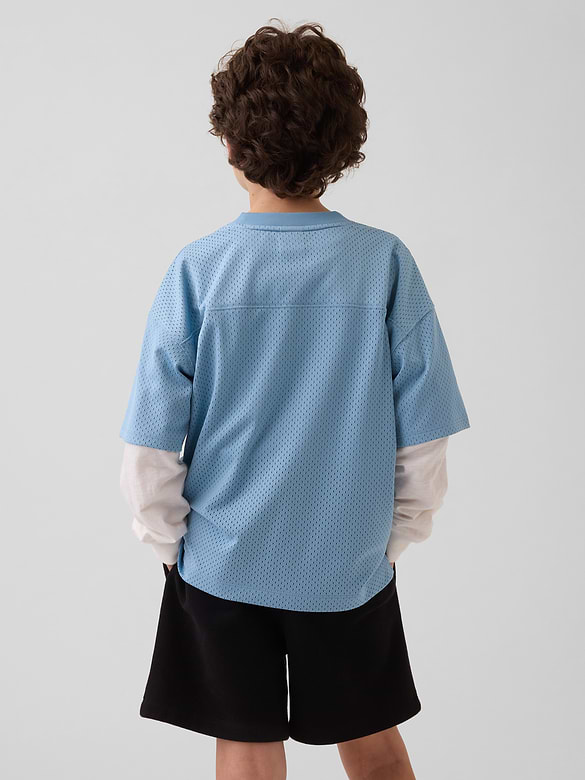 Kids Mesh Oversized Graphic Jersey T-Shirt