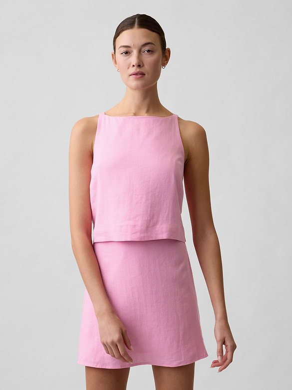 Linen-Blend Apron Top