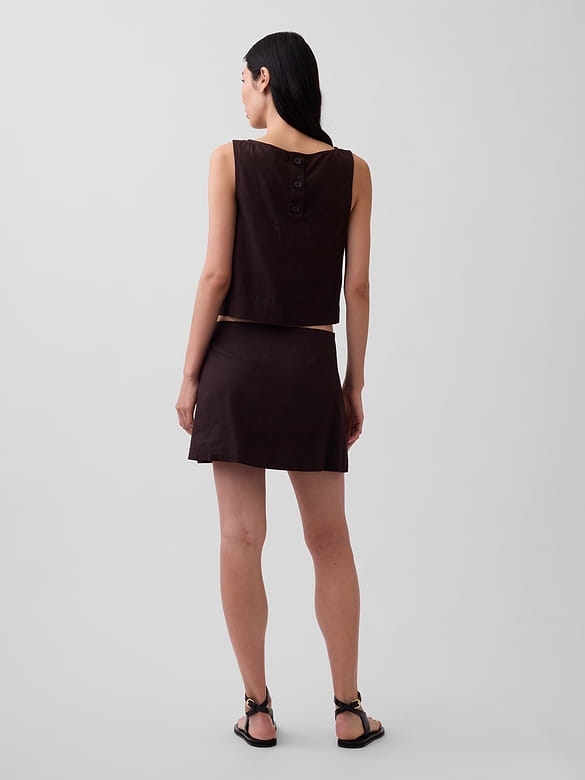 Linen-Blend Mini Skort