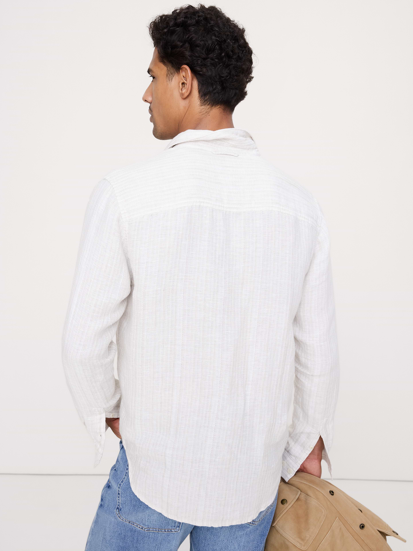 Image number 3 showing, Standard-Fit Textured Linen-Cotton Shirt