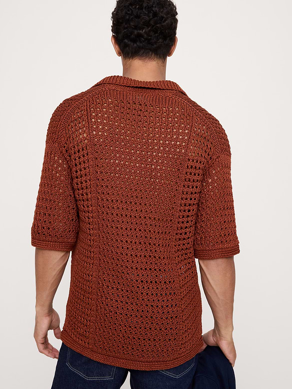 Crochet Cotton Sweater Polo