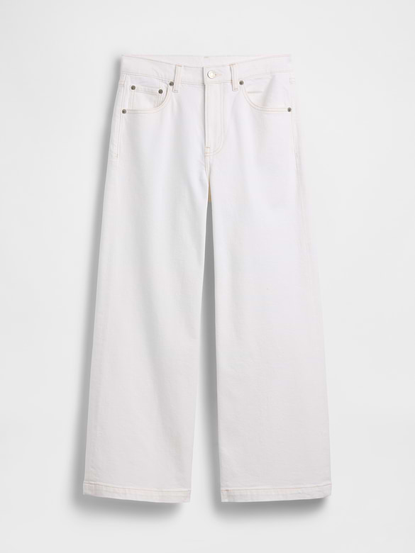 High Rise Stride Wide-Leg Ankle Jeans