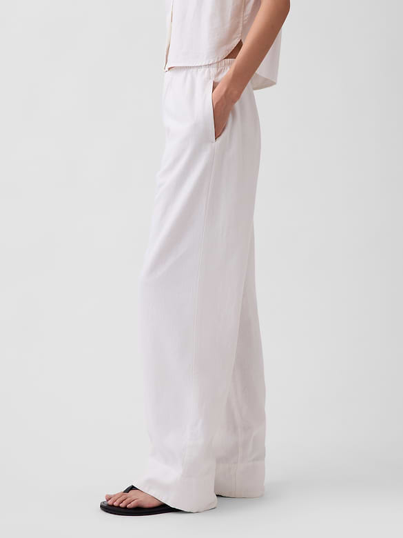 Linen-Blend Easy Wide-Leg Pants