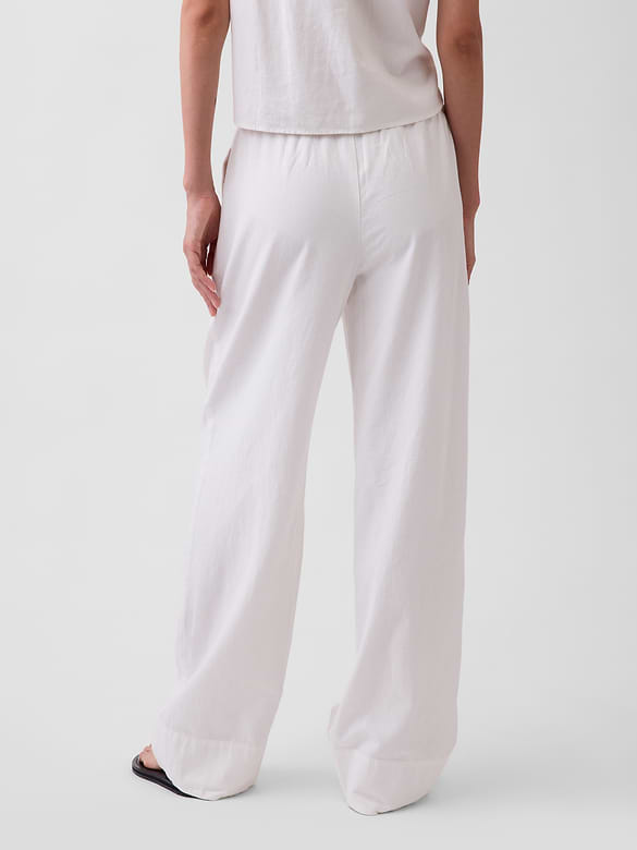 Linen-Blend Easy Wide-Leg Pants