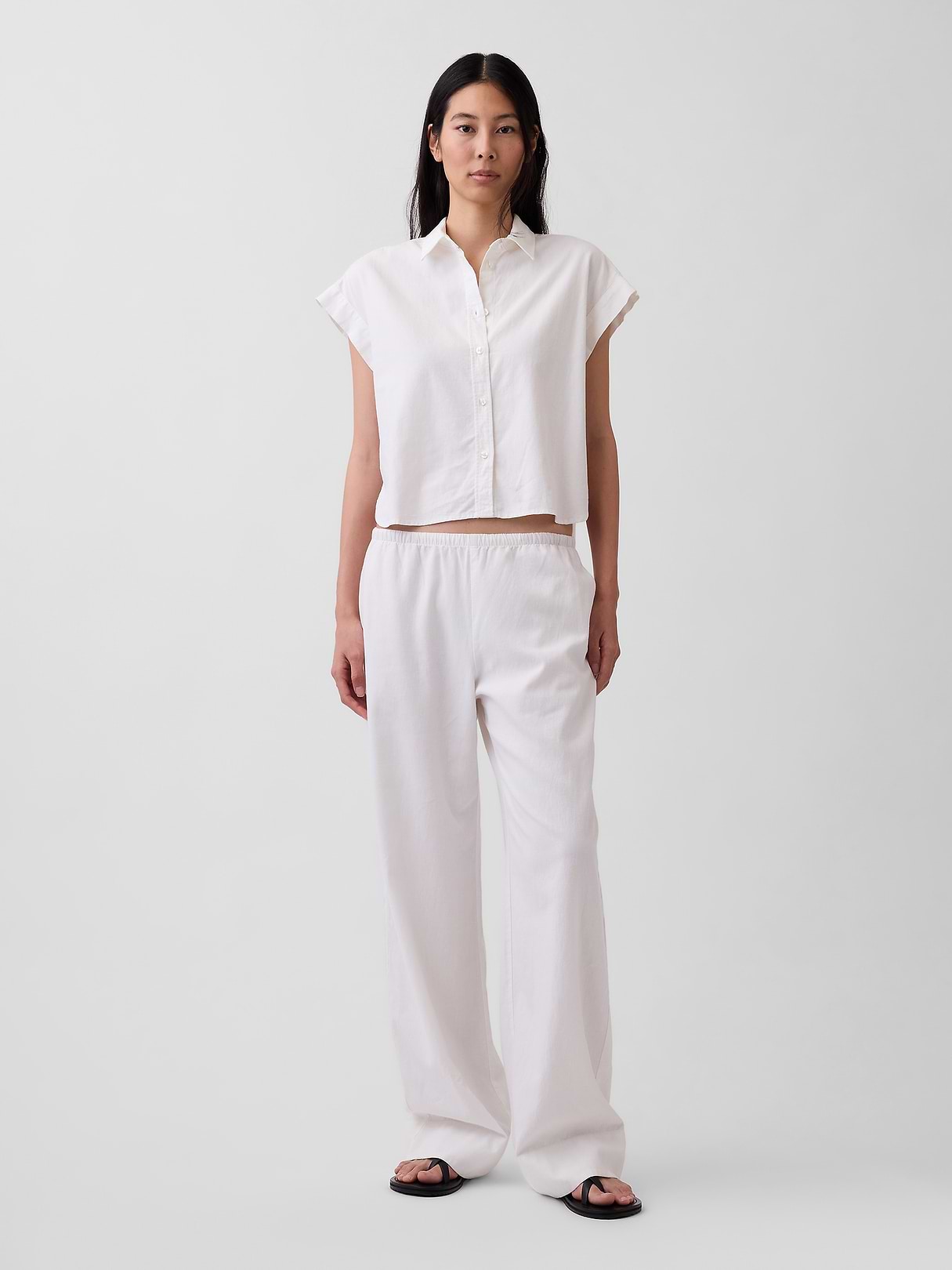 パンツ old gap pure linen wide pants Linen-Blend Easy Wide-Leg Pants | Gap