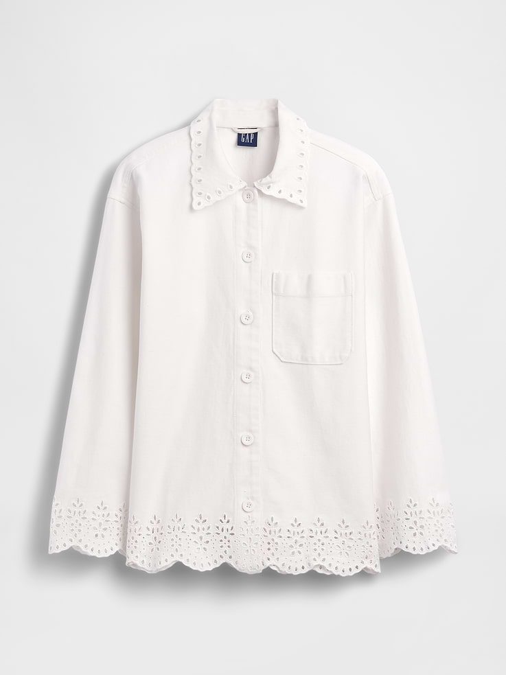 Image number 6 showing, Eyelet Hem Relaxed Shirt Jacket
