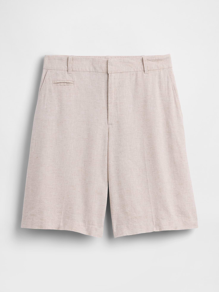 Image number 6 showing, 9" Low Rise Linen-Blend Trouser Shorts