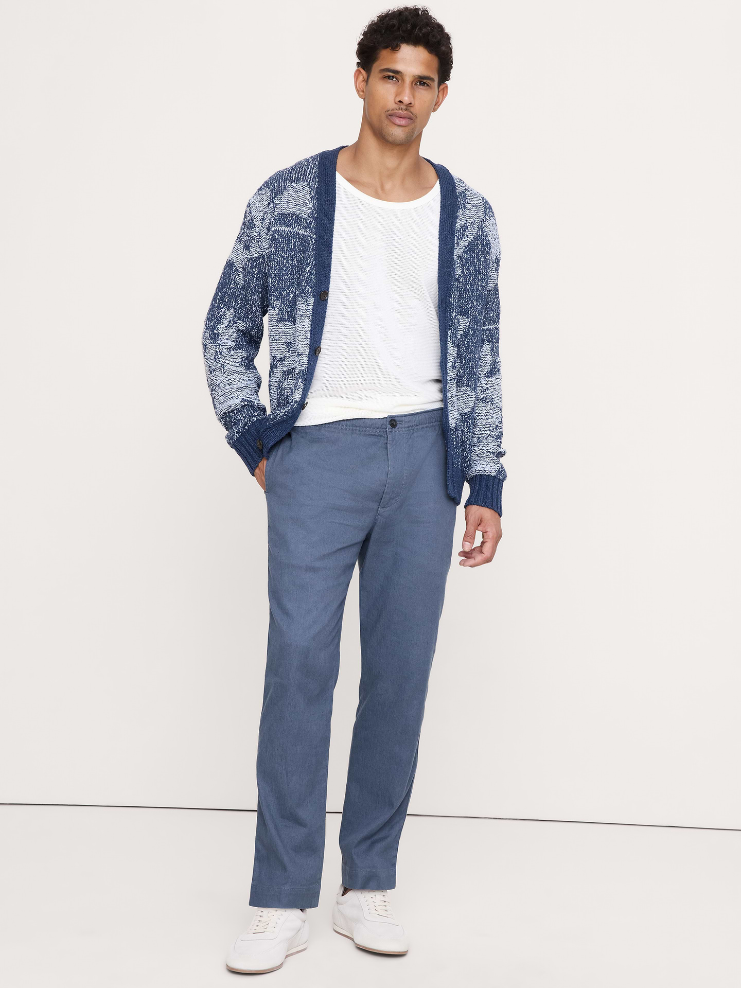 Image number 1 showing, Straight Italian Linen-Cotton Pull-On Pant