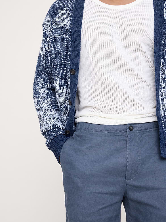 Straight Italian Linen-Cotton Pull-On Pant