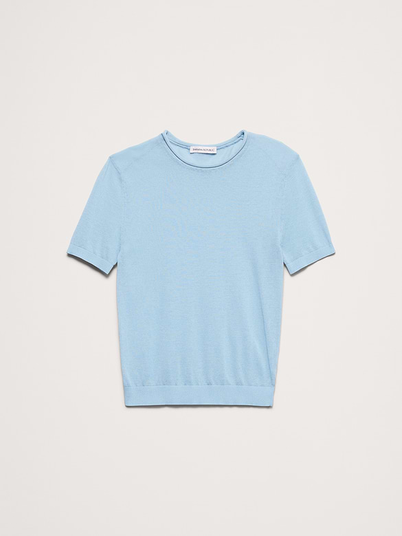 Sheer Ultra-Fine Cotton Sweater Tee