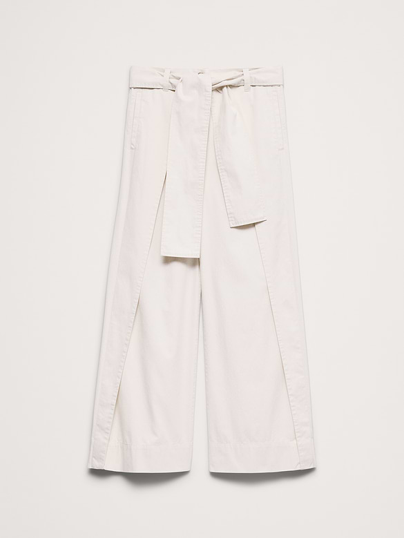 High-Rise Wide-Leg Wrap-Front Chino
