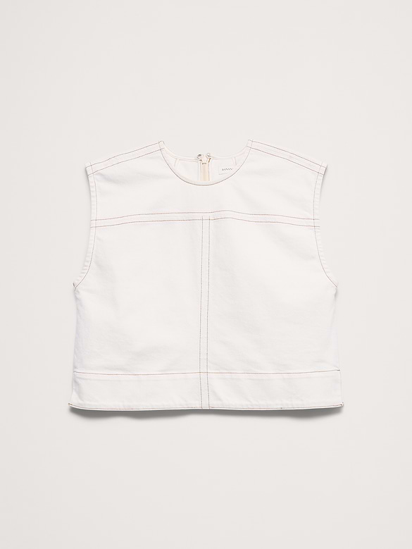 Top-Stitched Denim Top