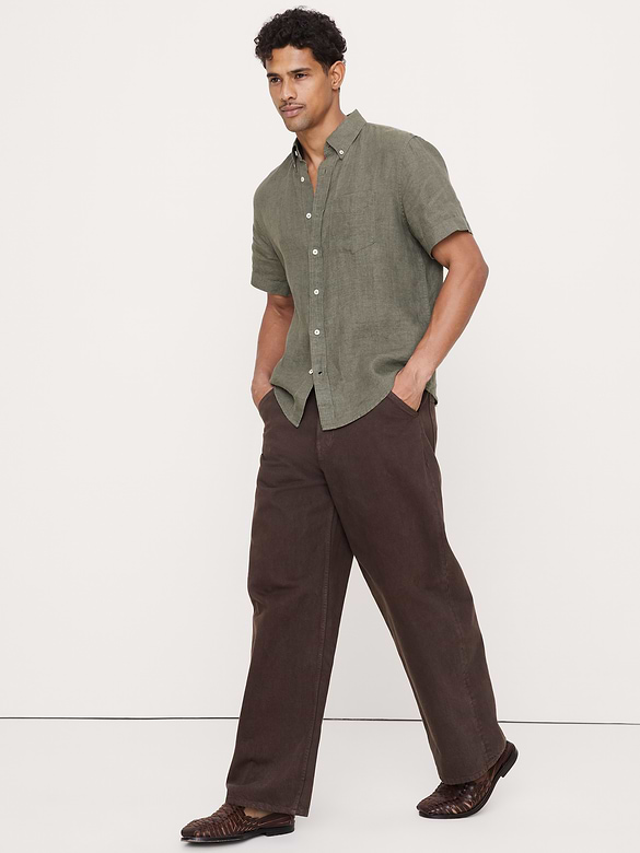 Chemise standard à manches courtes en lin