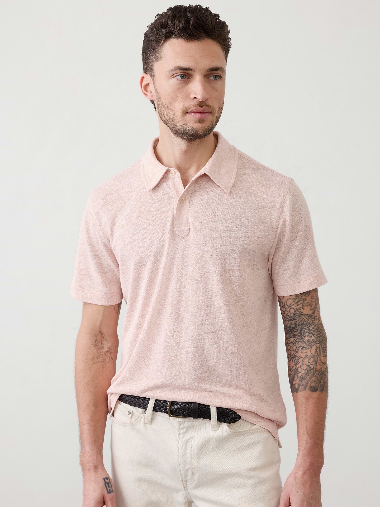 Image number 1 showing, Slim-Fit Linen-Blend Polo