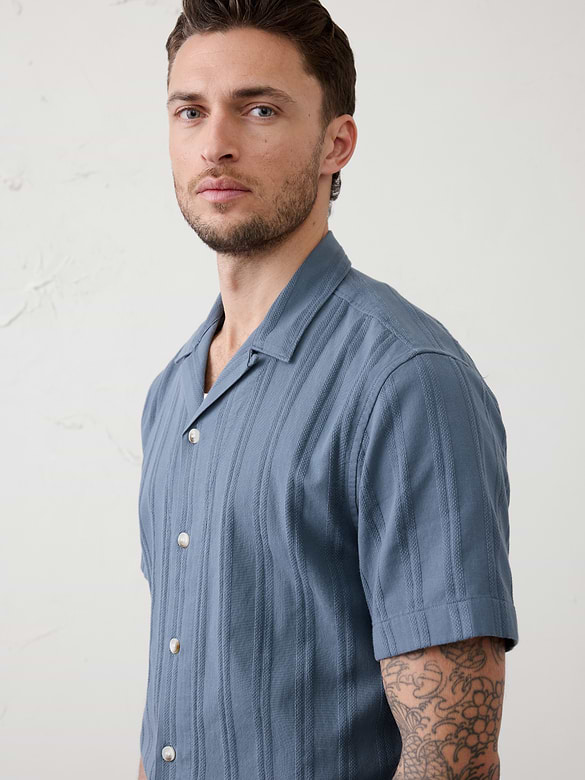 Standard-Fit Textured Resort Shirt