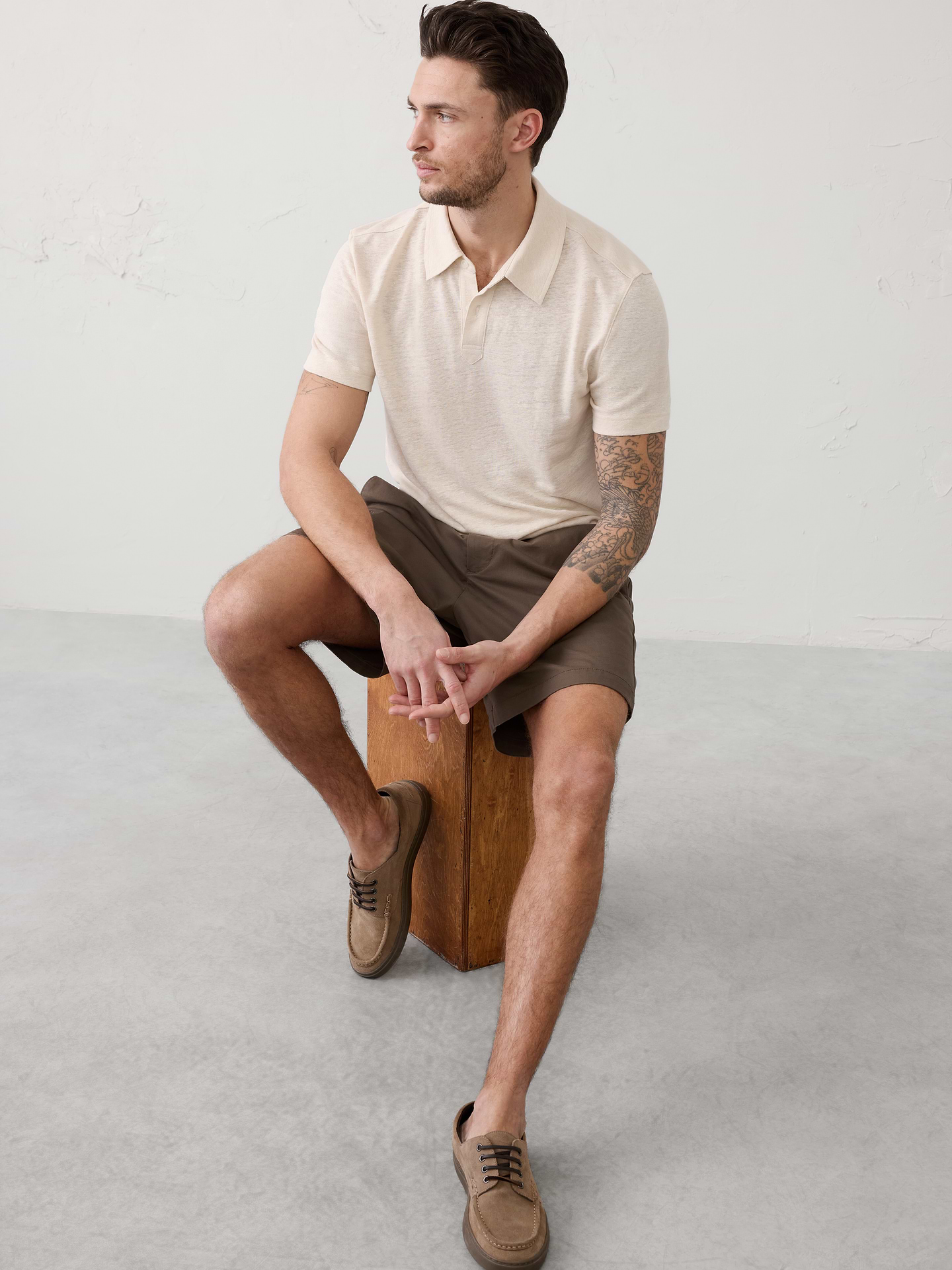 Image number 1 showing, Slim-Fit Linen-Blend Polo