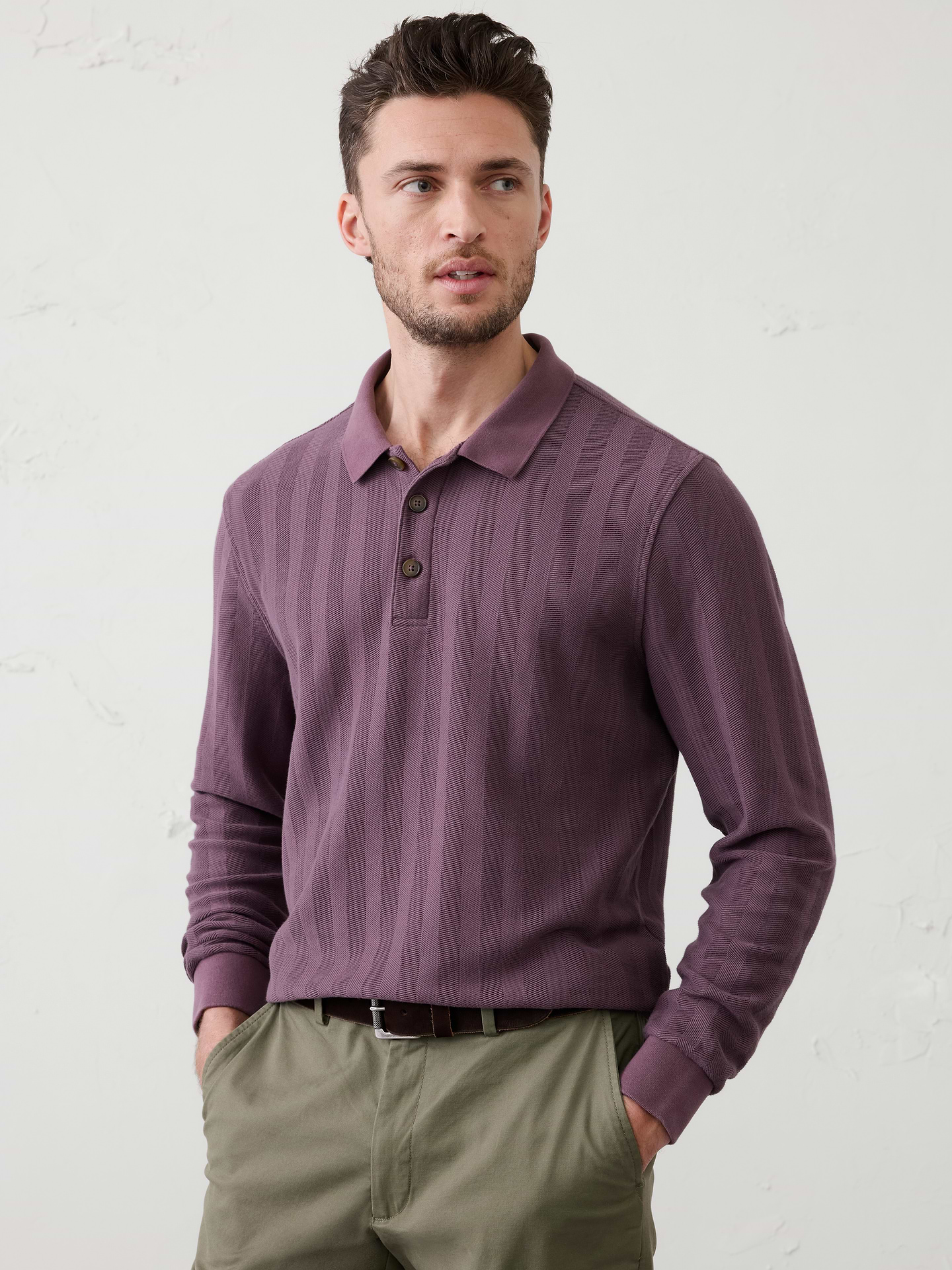 Image number 1 showing, Washed Herringbone Sweater Polo