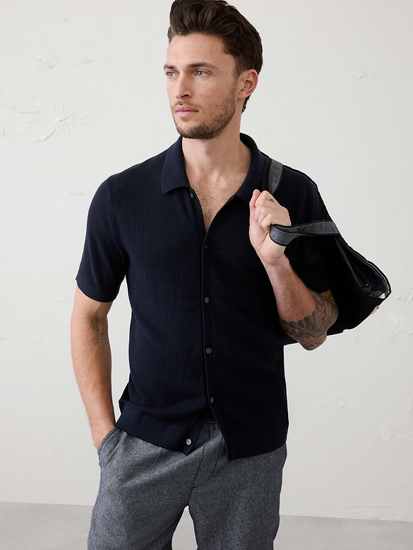 Button-Down Sweater Polo