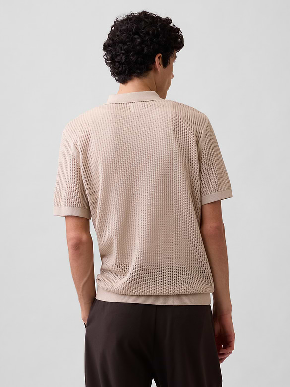Crochet Sweater Polo Shirt