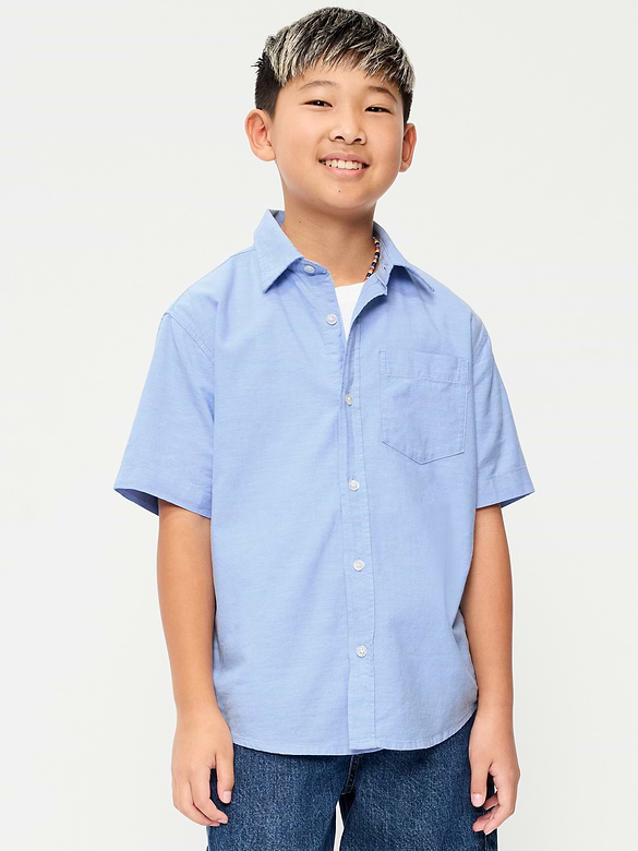 Chemise oxford à poche à manches courtes pour garçon
