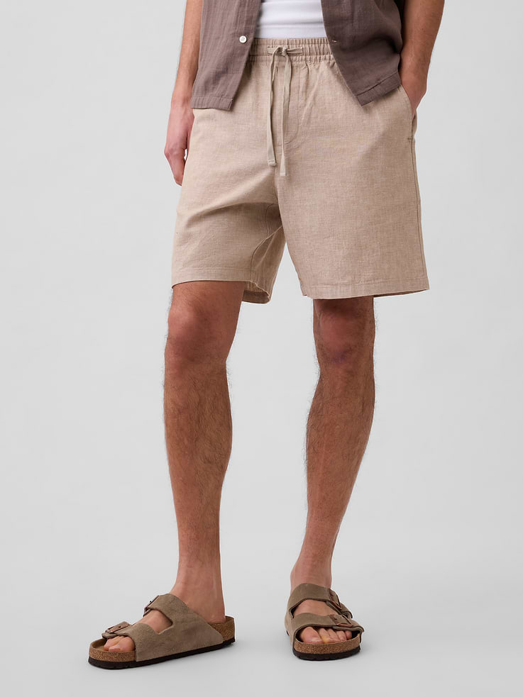 Image 3 of 6, 7" Linen-Blend Easy Shorts