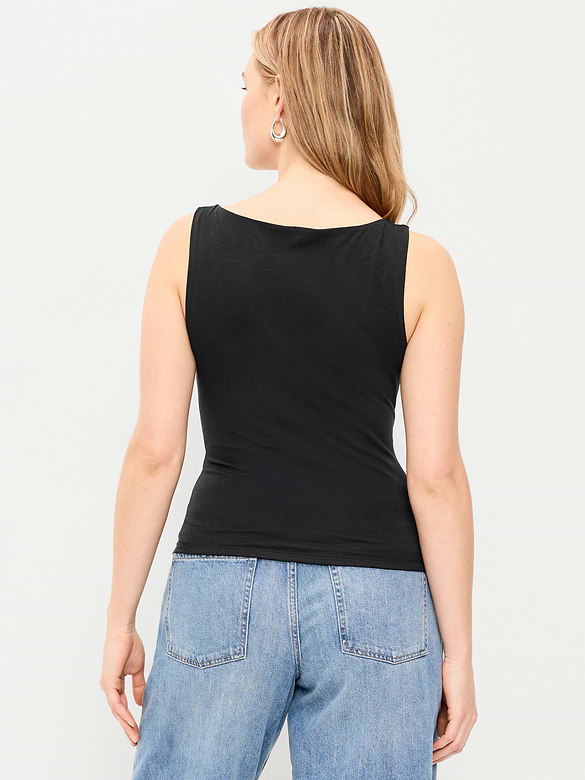 Hug Double-Layer Boat-Neck Top
