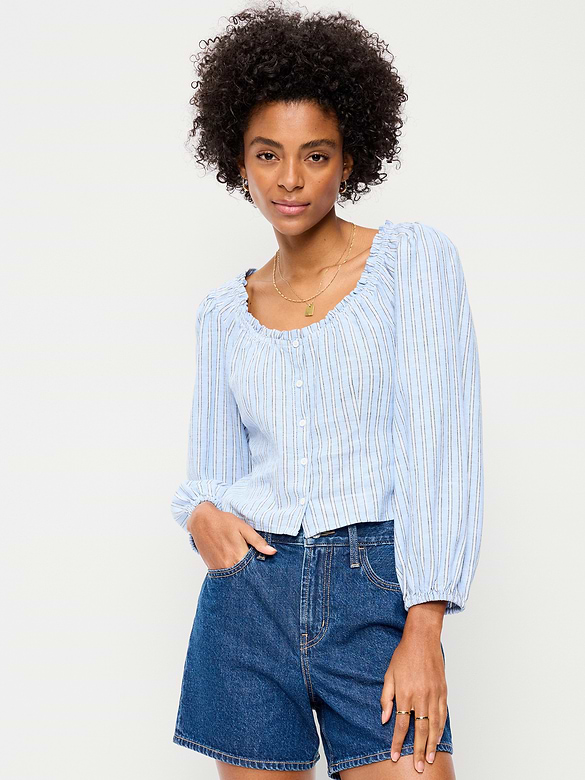 Long-Sleeve Button-Down Top