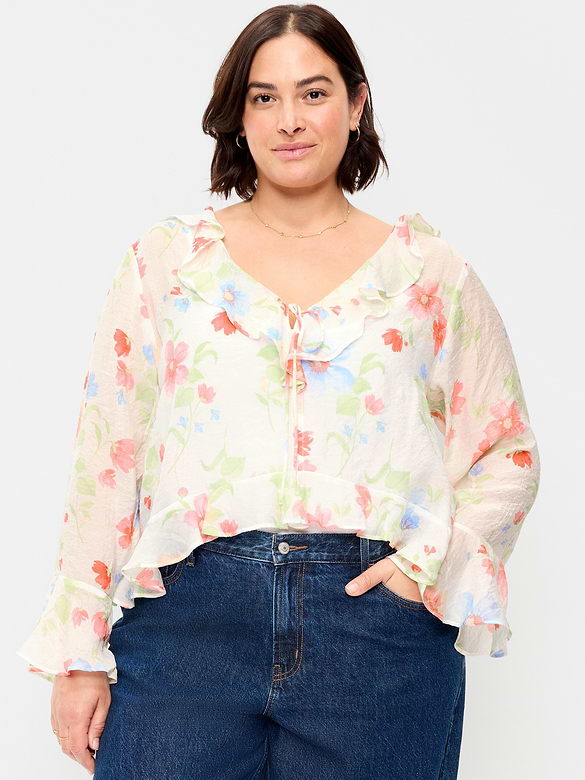 Bell-Sleeve Ruffle Top